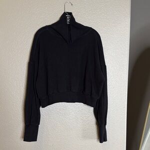 Noli Black cozy High-Neck drop shoulder cotton Sweater for winter